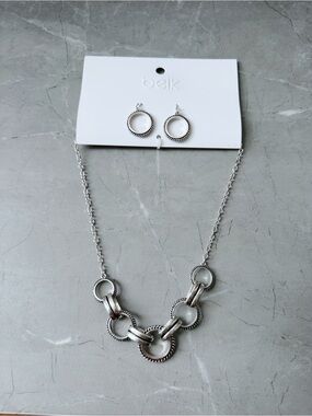 Belk Silver Linked Circle Necklace & Earring Set